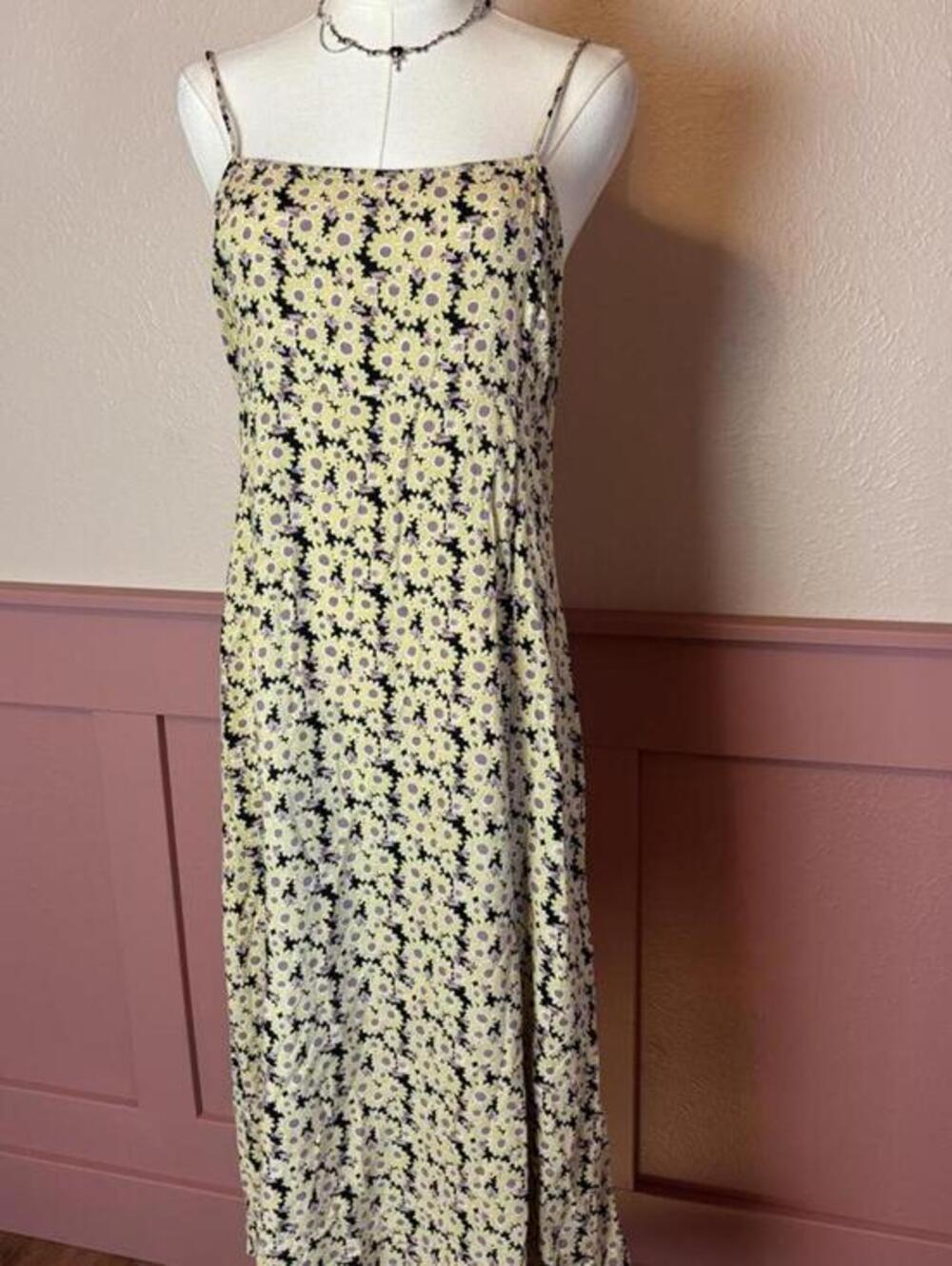 Motel sunflower dress yellow black purple sz medium summer fairy boho garden